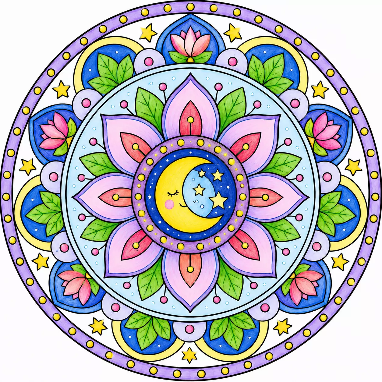 The Moon Garden finished mandala example