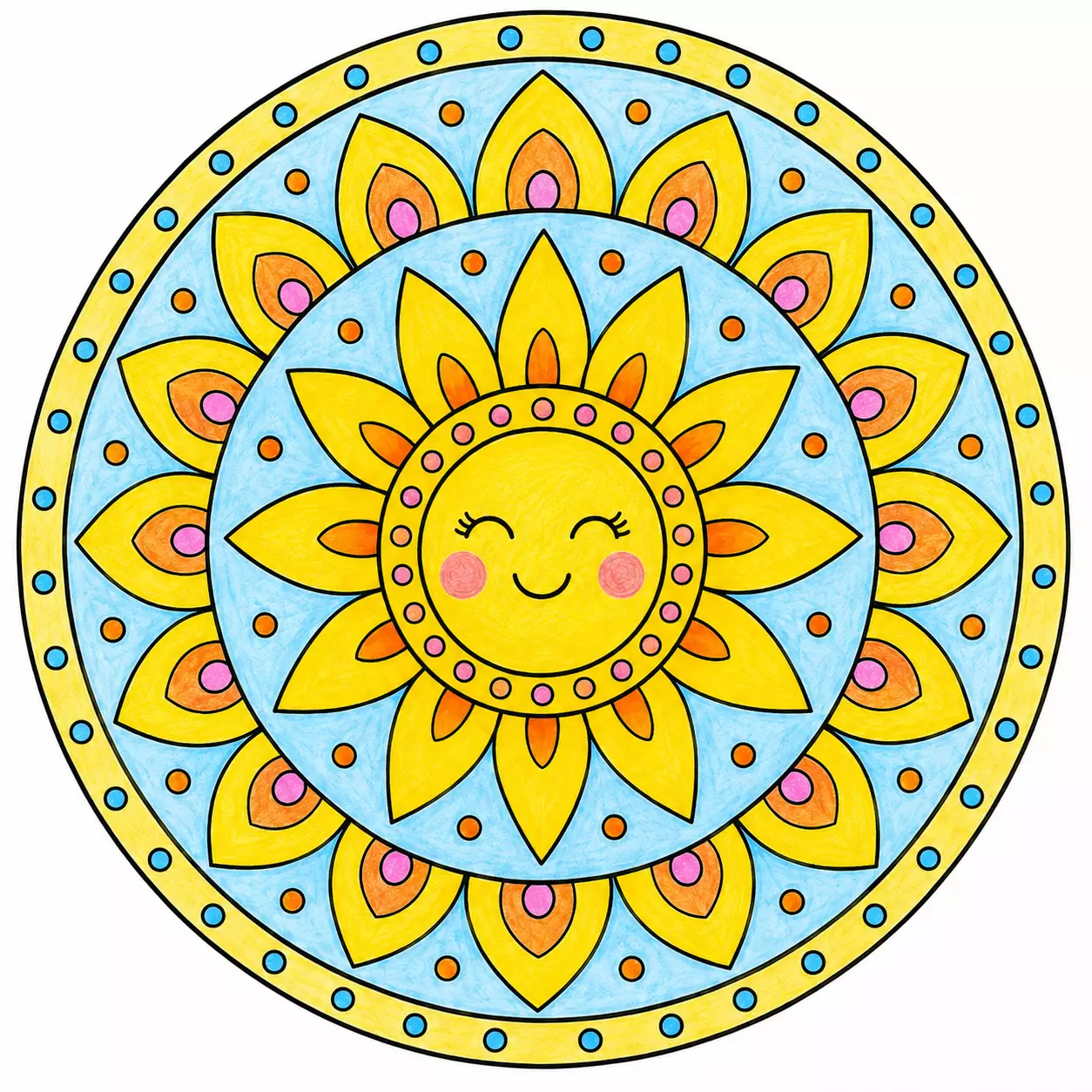 The Sunny Circle finished mandala example